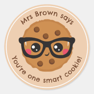 Adesivo Redondo Smart Cookie Teacher Personalizado para Autocolant
