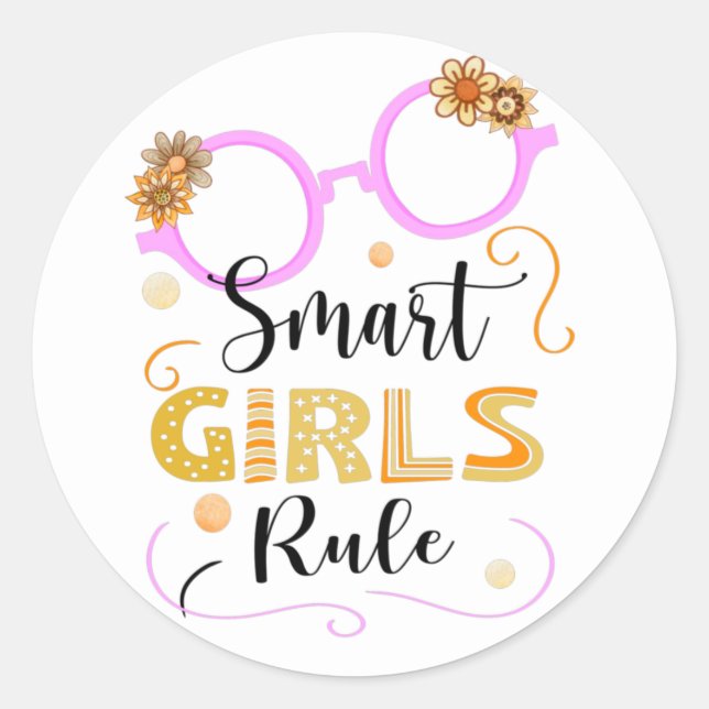 Adesivo Redondo Smart Girls Rule (Frente)