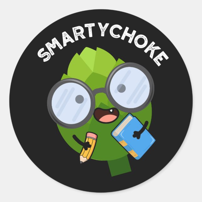 Adesivo Redondo Smartychoke Funny Artichoke Pun Dark BG (Frente)