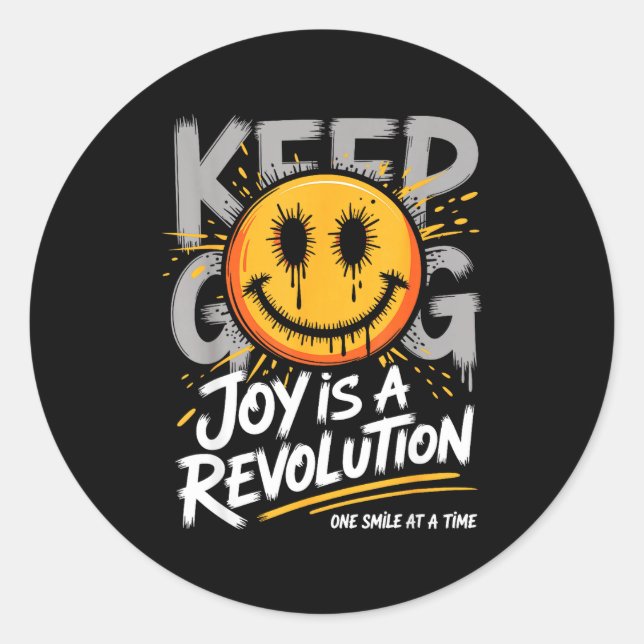 Adesivo Redondo Smile Face Optimism Good Energy Mental Health Awar (Frente)