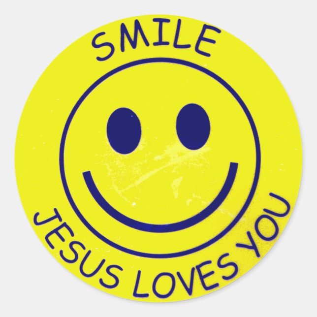Adesivo Redondo Smile Jésus Loves You (Frente)
