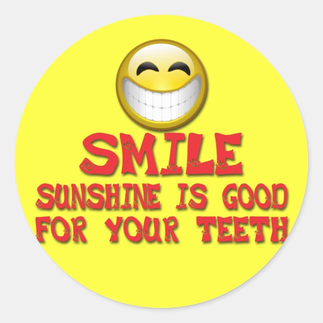 ADESIVO REDONDO SMILE SUNSHINE É BOM PARA OS DENTES (Frente)