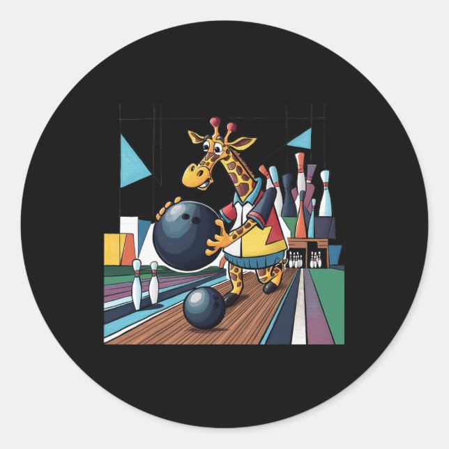 Adesivo Redondo Smilefuntees Engraçado Girafa Boliche de Esporte (Frente)