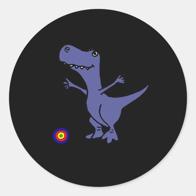 Adesivo Redondo SmiletetsHob Funny Trex Dinossaur Jogando Yoyo (Frente)