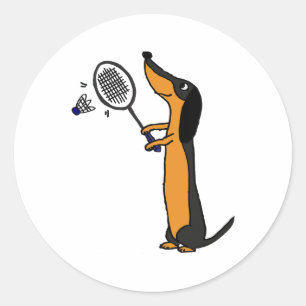 Adesivo Redondo Smiletodaytees Engraçado Cão Dachshund Jogando Bad