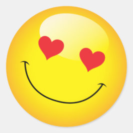 Adesivo Redondo Smiley Cute Emoji Emoticon Adorava Olhos Cardíacos