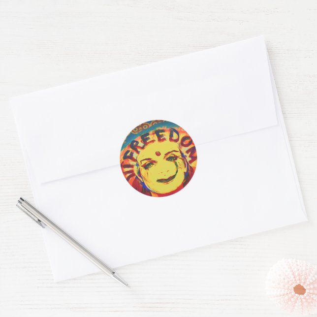 Adesivo Redondo Smiley face amarelo da liberdade (Envelope)