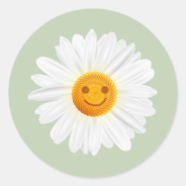 Adesivo Redondo Smiley face Daisy Flower