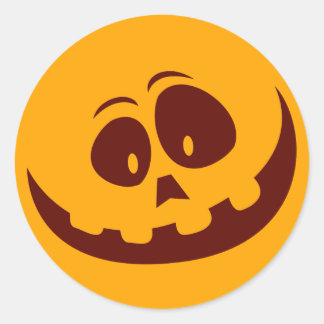 Adesivo Redondo Smiley face de Halloween Laranja e Castanho