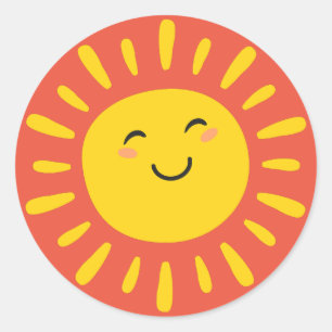Adesivo Redondo Smiley Sunshine Stickers Yellow Orange