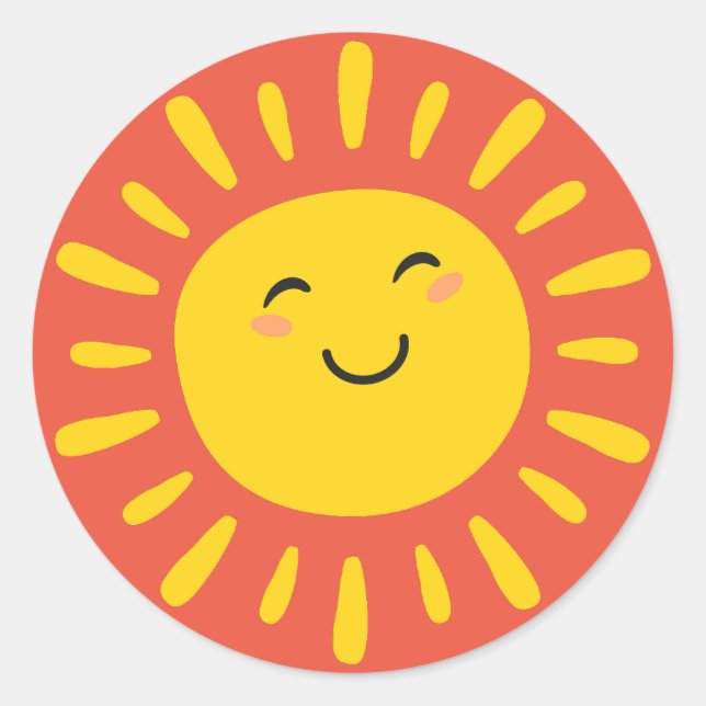 Adesivo Redondo Smiley Sunshine Stickers Yellow Orange (Frente)