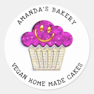 Adesivo Redondo Smilha de Muffins, doce padaria vegetariana