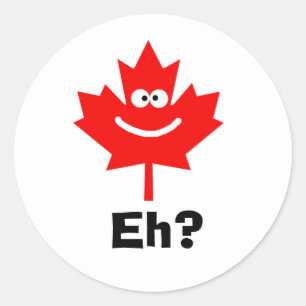 Adesivo Redondo Smiling Canadian Maple Leaf Eh? Vinheta