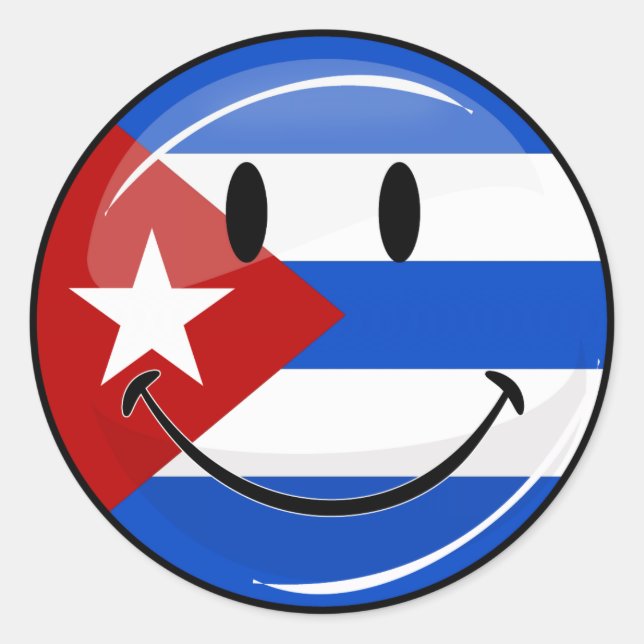 Adesivo Redondo Smiling Cuban Flag (Frente)