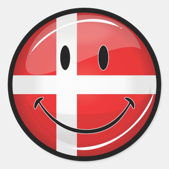 Adesivo Redondo Smiling Denmark Flag (Frente)