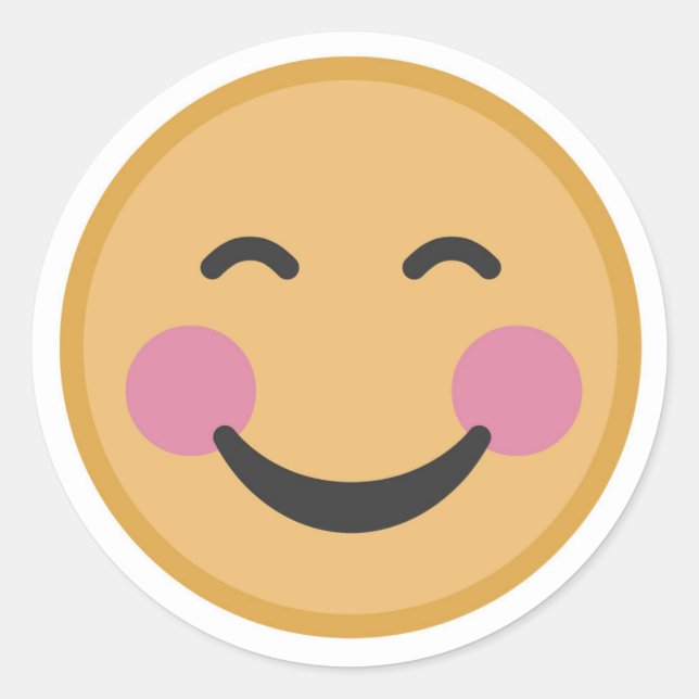 Adesivo Redondo Smiling Emoji Blushing Face (Frente)