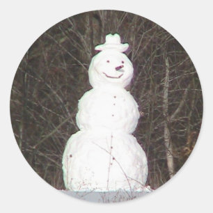 Adesivo Redondo Smiling Snowman Sticker