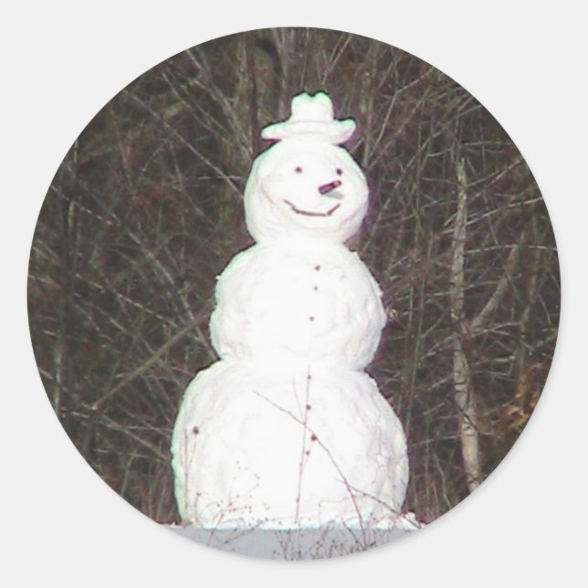 Adesivo Redondo Smiling Snowman Sticker (Frente)