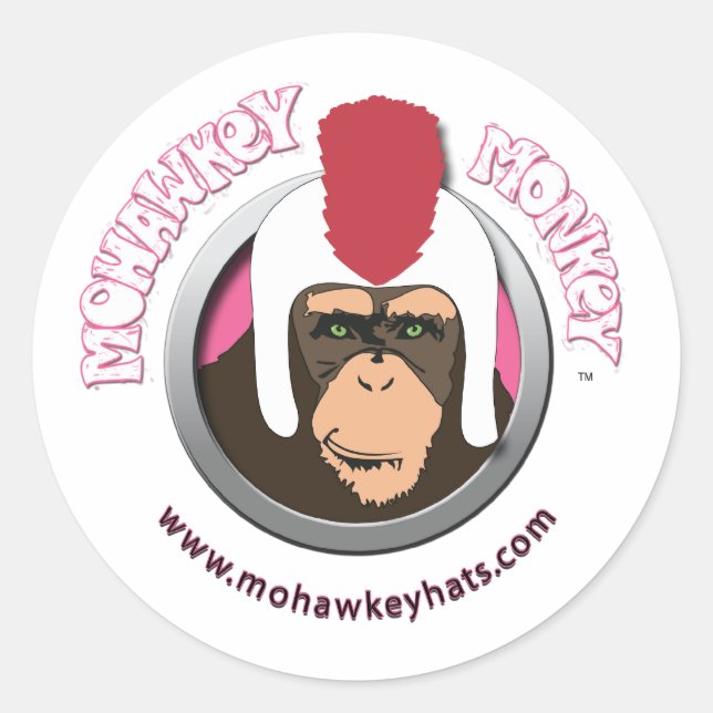 Adesivo Redondo Smirkey Mohawkey Monkey (Frente)