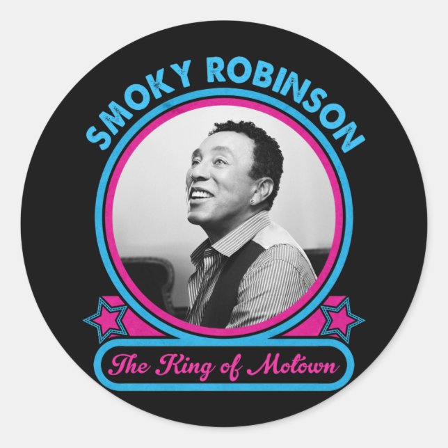 Adesivo Redondo Smokey Robinson O Rei De Motown (Frente)
