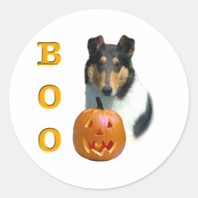 Adesivo Redondo Smooth Collie Boo - Sticker (Frente)