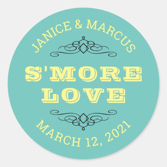 Adesivo Redondo "Smore Love Stickers, Smore Favor Stickers" (Frente)
