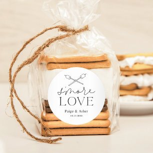Adesivo Redondo Smore Love Wedding Bridal Festa de aniversário Fav