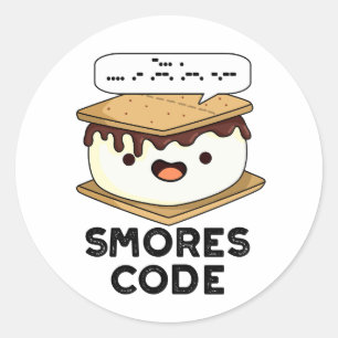 Adesivo Redondo Smores Code Engraçado Comida Pun
