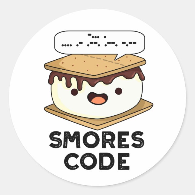 Adesivo Redondo Smores Code Engraçado Comida Pun (Frente)