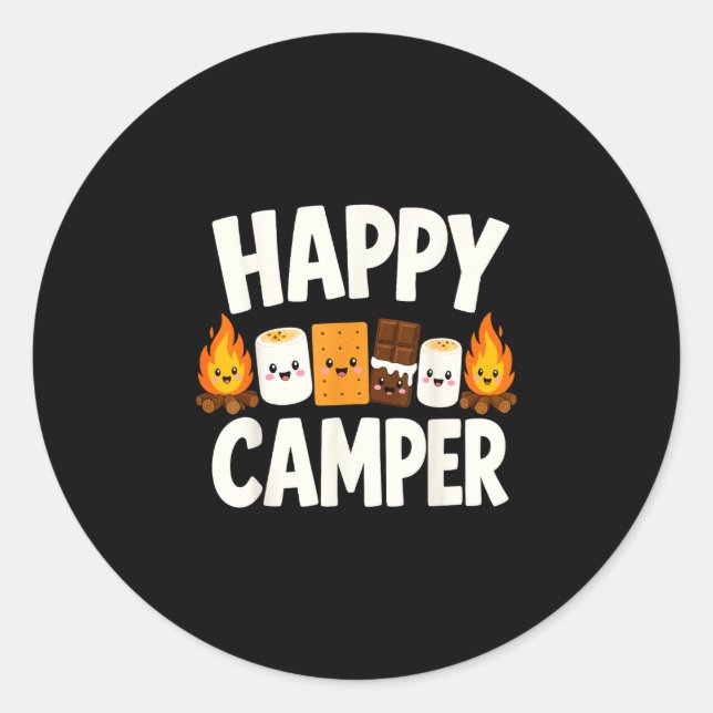 Adesivo Redondo S'mores fogueira camping  (Frente)
