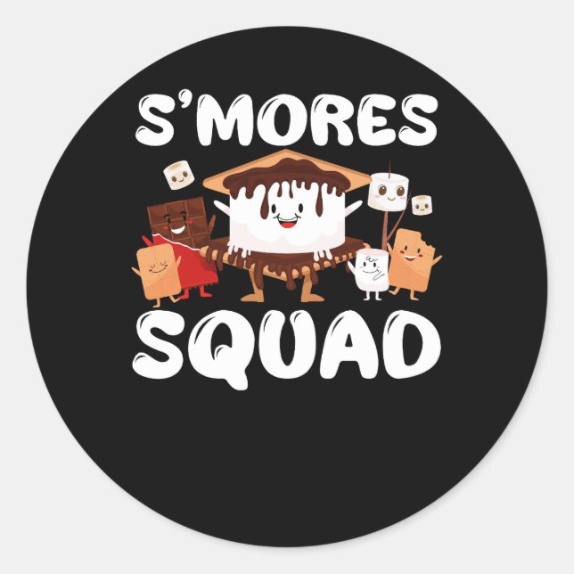 Adesivo Redondo S'mores Marshmallow Funny Smores Squad Camping Ca (Frente)