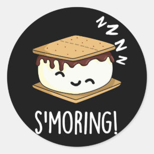 Adesivo Redondo Smoring Piadas Engraçadas de Smore Fundo Escuro