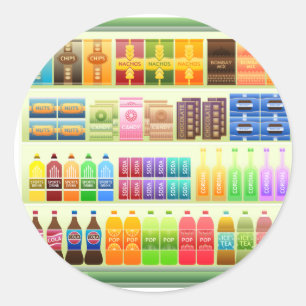 Adesivo Redondo snacks para produtos de prateleira