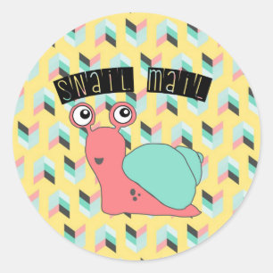 Adesivo Redondo Snail Mail Sticker - design geométrica contempor
