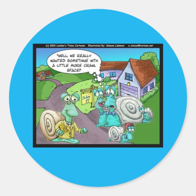 Adesivo Redondo Snail Real Estate Sales Funny Gifts & Coleções (Frente)