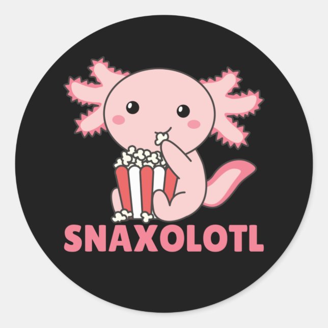 Adesivo Redondo Snaxolotl Axolotl Amante Animais Doce Pipoca Cla (Frente)