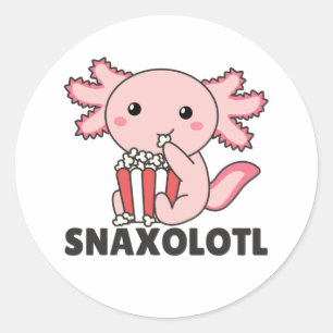 Adesivo Redondo Snaxolotl Axolotl Amante Animais Doce Pipoca Cla