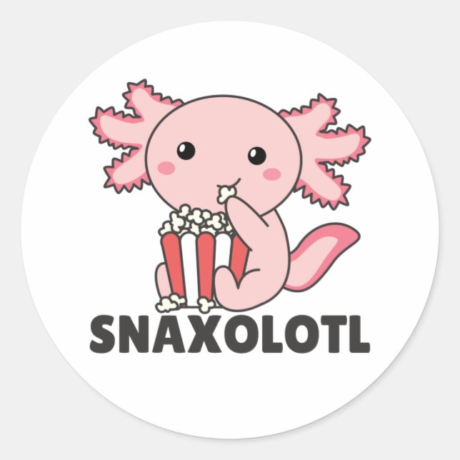 Adesivo Redondo Snaxolotl Axolotl Amante Animais Doce Pipoca Cla (Frente)