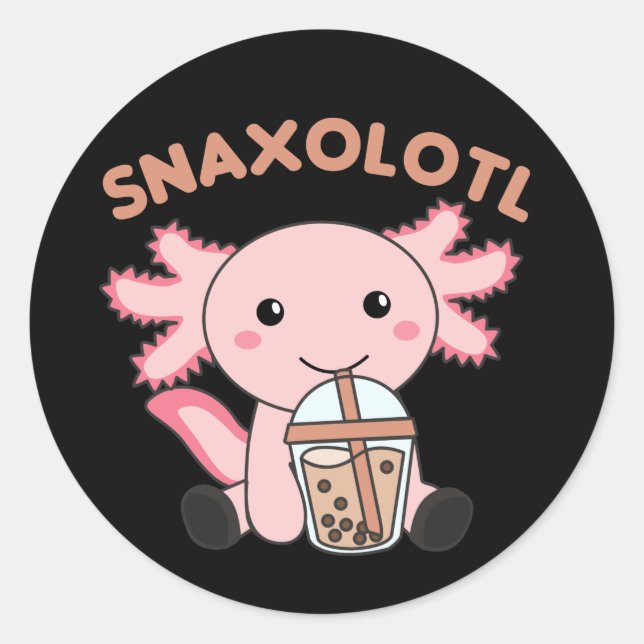 Adesivo Redondo Snaxolotl Axolotl Bubble Tea Amadurece Animais Doe (Frente)