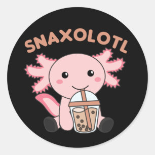 Adesivo Redondo Snaxolotl Axolotl Bubble Tea Amadurece Animais Doe