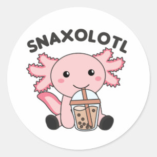 Adesivo Redondo Snaxolotl Axolotl Bubble Tea Amadurece Animais Doe