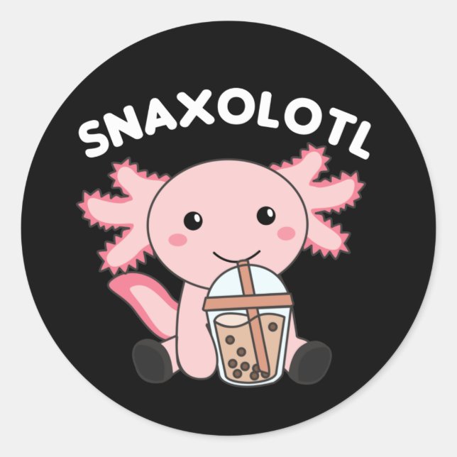 Adesivo Redondo Snaxolotl Axolotl Bubble Tea Amadurece Animais Doe (Frente)