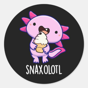 Adesivo Redondo Snaxolotl Funny Axolotl Pun Dark BG