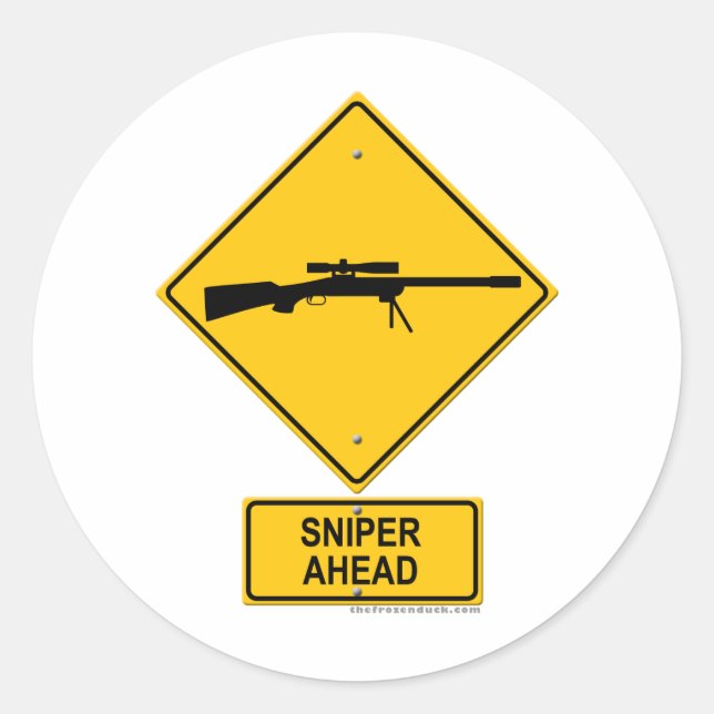 Adesivo Redondo Sniper Ahead - Sinal de Aviso (Frente)