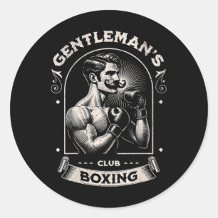 Adesivo Redondo #snirt Clube de Boxe Gentleman Retro Com Caixa Mot