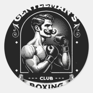 Adesivo Redondo #snirt Clube de Boxe Gentleman Retro Com Caixa Mot