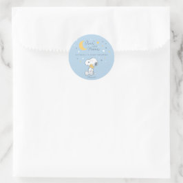 Adesivo Redondo Snoopy & Woodstock | Over the Moon Baby Shower Cla