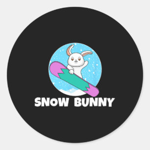 Adesivo Redondo Snow Bunny Coelho Fofo Inverno Neve Esqui Esqui Am