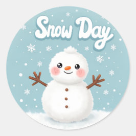 Adesivo Redondo Snow Day Winter Snowman Classic Round Sticker