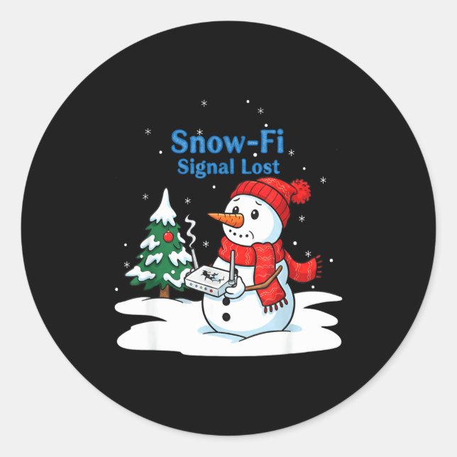 Adesivo Redondo Snow-fi Signal Lost Funny Christmas Snowman Wifi  (Frente)